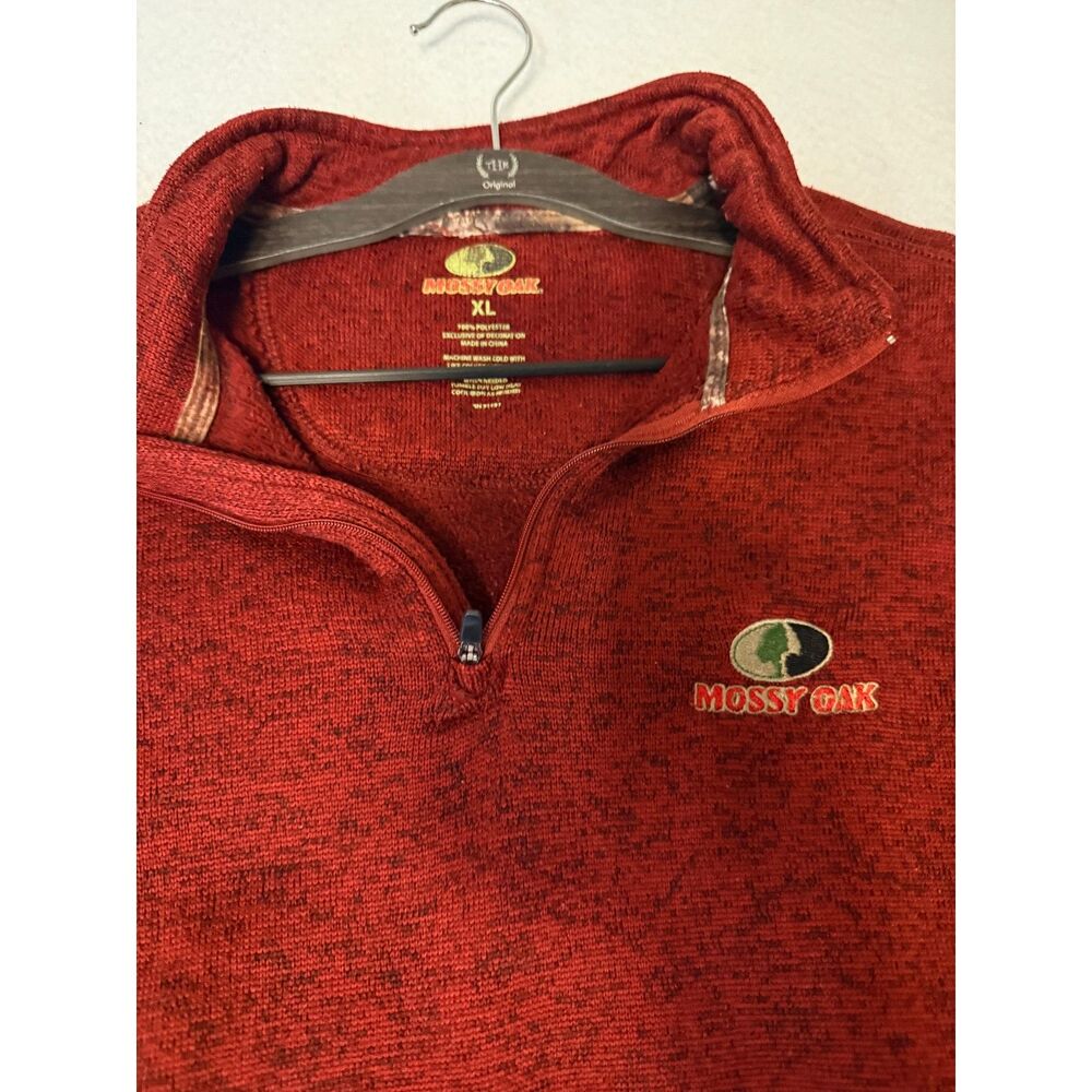 Mossy Oak Rust Red Heathered Quarter Zip Pullover XL Outdoorsy Gorpcore